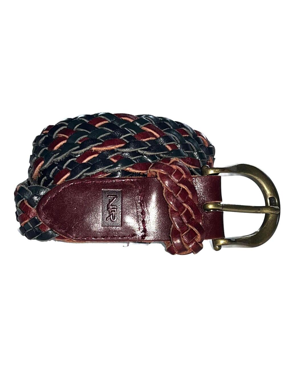 Vintage Leather Braided Belt Tri-Color Northern Reflections Canada 90s Brass